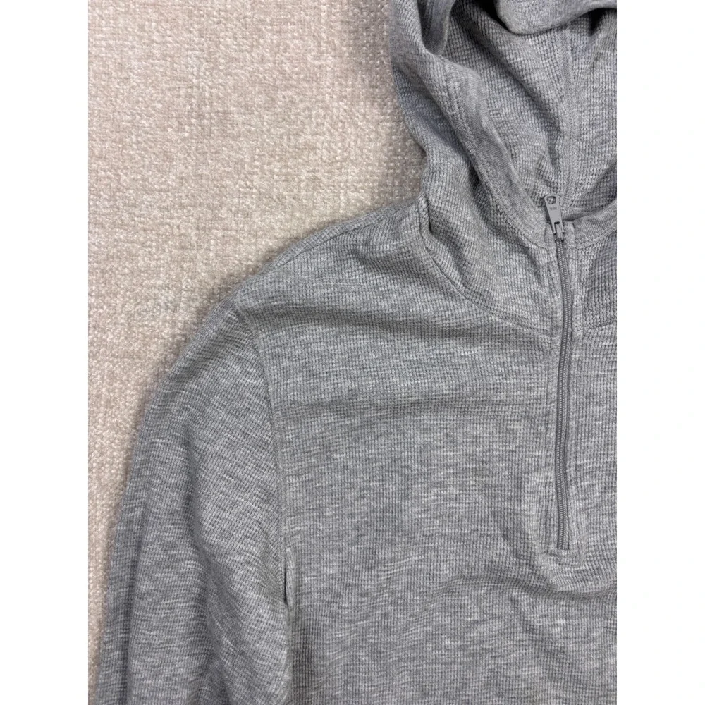 Polo Ralph Lauren Mens Gray Waffle Knit Quarter Zip Loungewear Hoodie Small